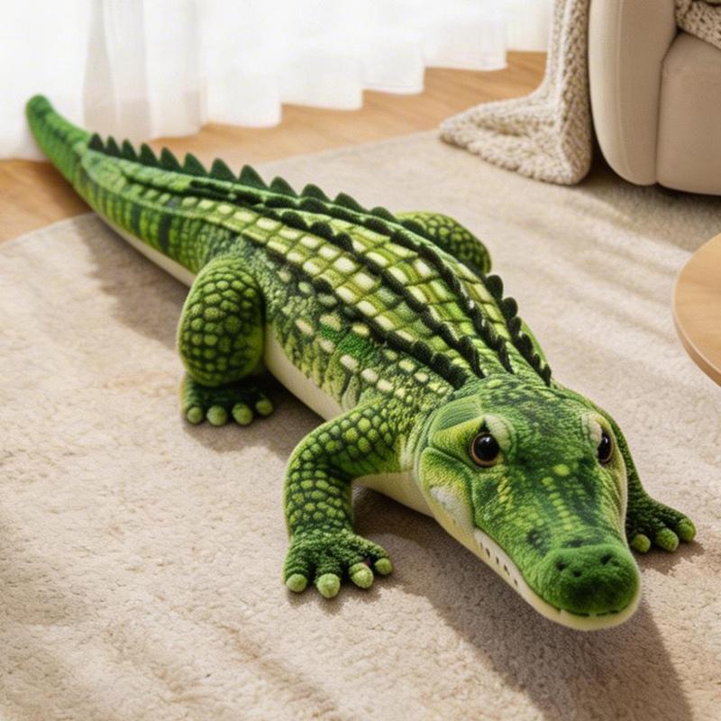 Favorite Toy Unisex Gray 65/90Cm Simulation Crocodile Plush Toys Soft Stuffed Lifelike Green Brown Giant Alligator Sofa Cushion