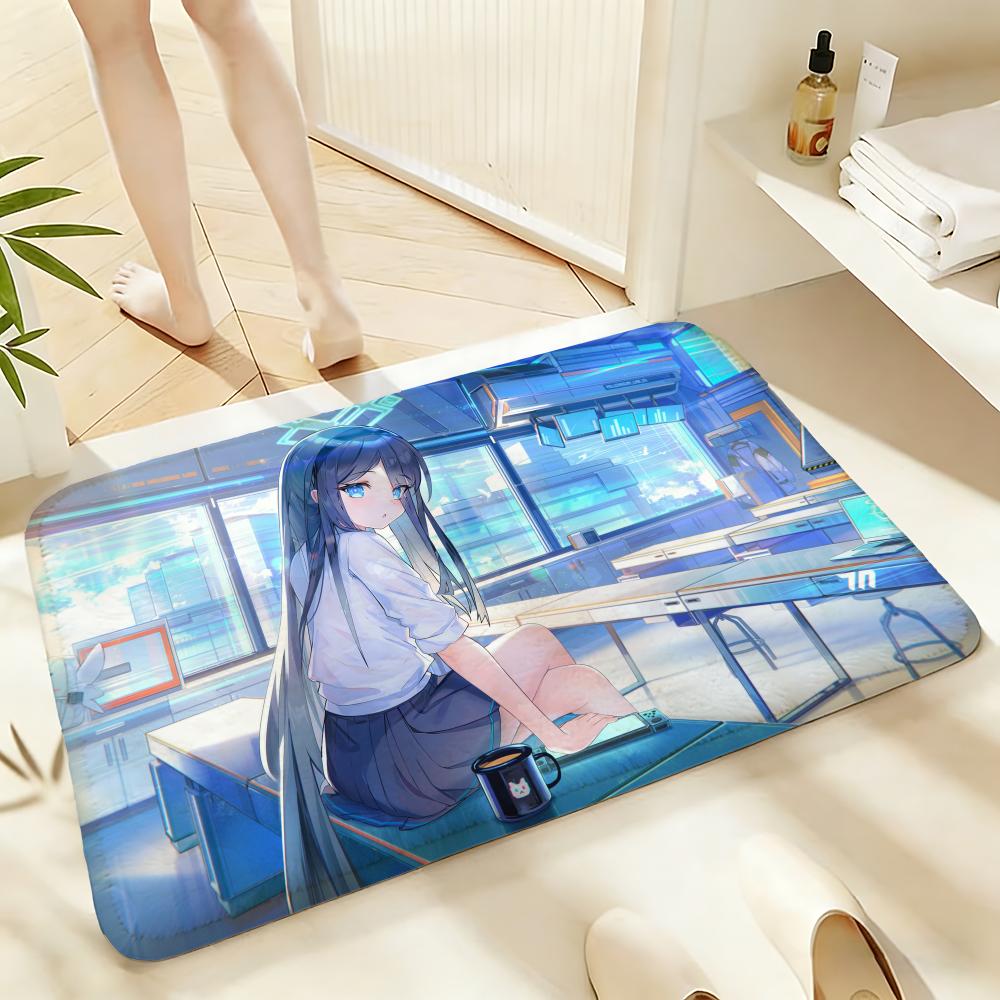 Soft Absorbent Non-Slip Rug Game Blue Archive Floor Mat Home Decor Doormat Bedroom Floor Mat Shower Carpet