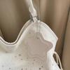 Star Print Tote Bag for Women Fashion Handbag with Star Charm Drawstring Detail
