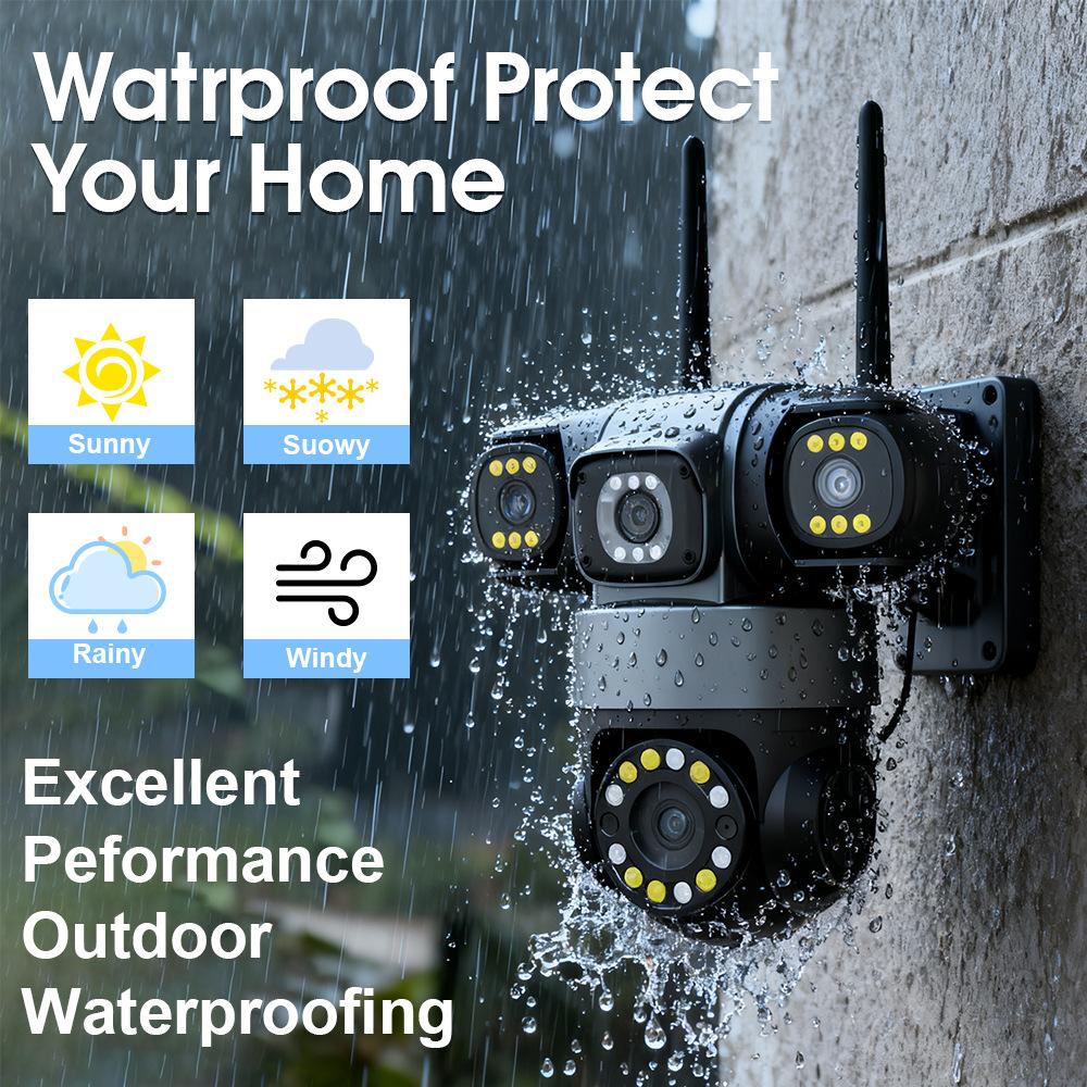 AIOOK Drei-Objektiv-Kamera WiFi HD 6MP IP CCTV Zwei-Wege-Intercom PIR-Erkennung Tracking Outdoor Wasserdicht Smart-Kamera V380 PRO