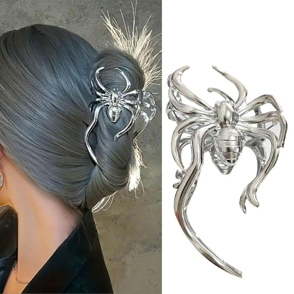 Silver Halloween Hair Claw Spider Barrette Headwear Metal Claw Clip  Girls