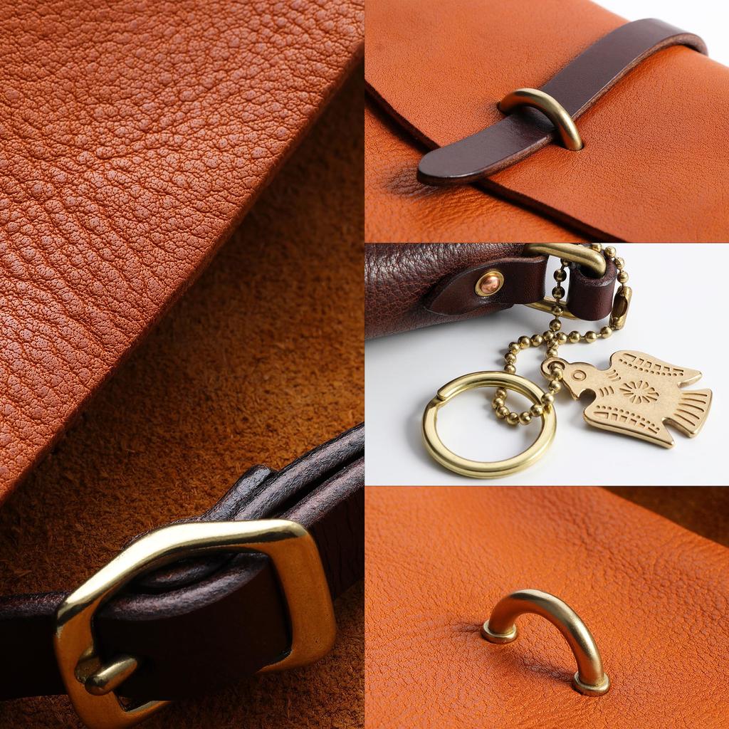 IJUN Vintage Mini Shoulder Bag for Women - Handmade Vegetable-Tanned Leather Crossbody Bag, Size Small (Orange)