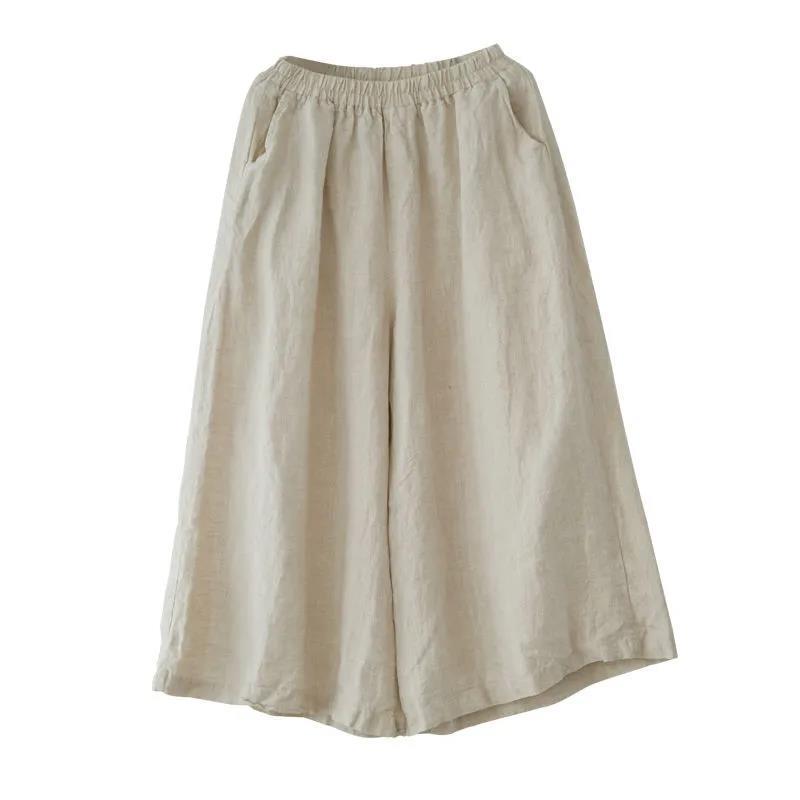 2022 Summer Plus Size Cotton Linen Wide-Leg Casual Pants - Breathable, Slimming, Artistic Design