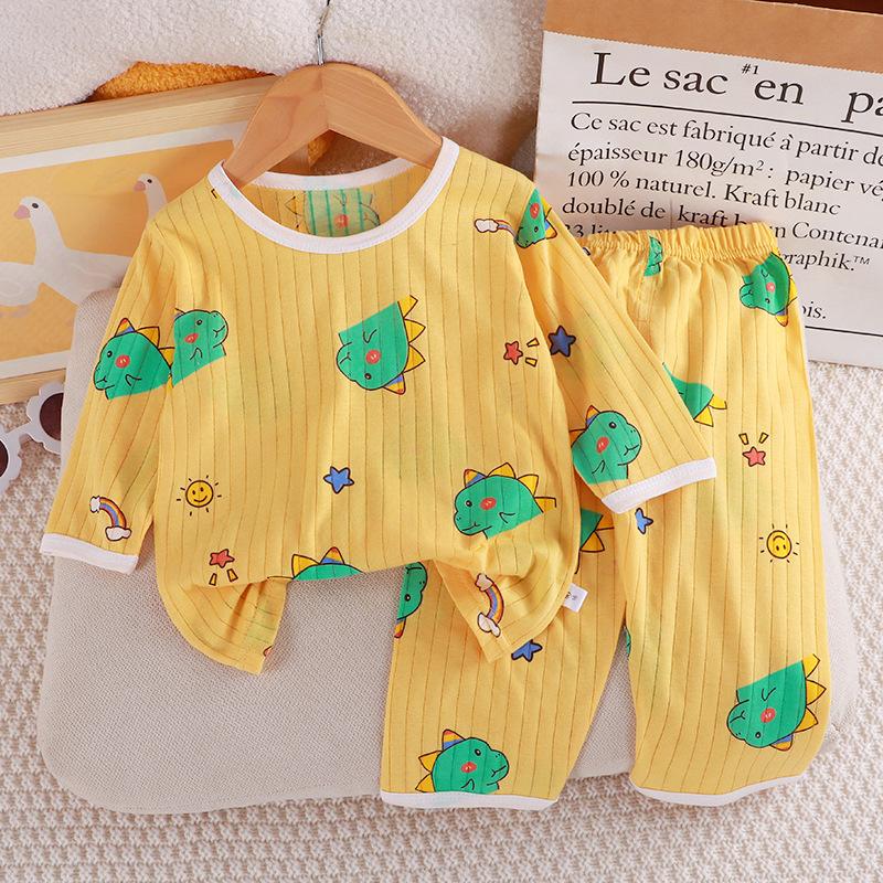 Dětská souprava domácího oblečení z čisté bavlny Letní chlapecká a dívčí pyžama s tenkým sedmičtvrtečním rukávem, dvě sady