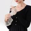 Falsche Spitzenbesatz-Ärmel Abnehmbarer Herbst-Winter-Pullover Dekorative Ärmel Spitzenbesatz Perlen Knöpfe Handgelenkbündchen
