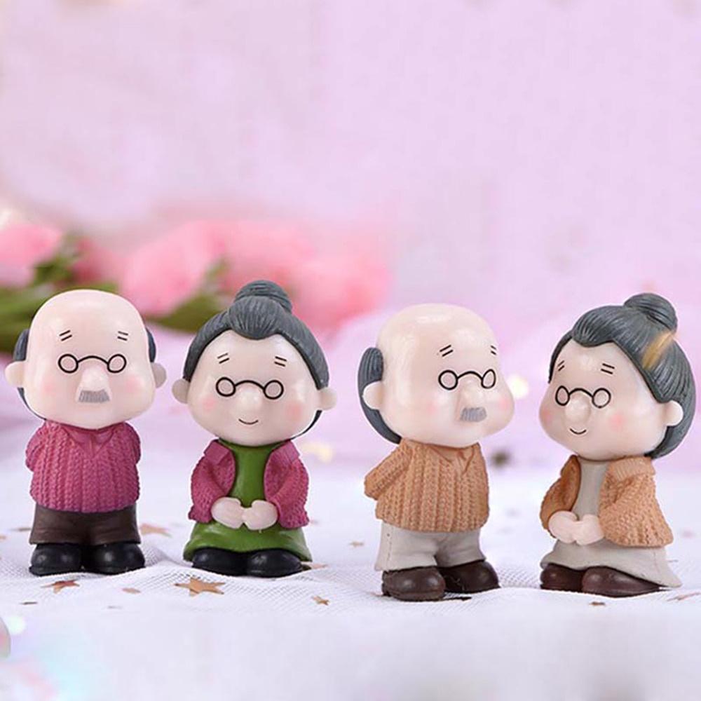 Mini Couple Figures Grandma Grandpa Sweety Lovers Old  Ornament for Fairy Garden Figurines Miniature Home Decoration