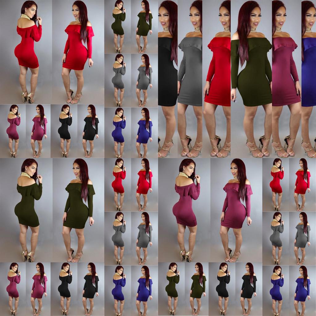 Elegant Women Strapless Bodycon Long Sleeve Evening Party Mini Dress Off Shoulder
