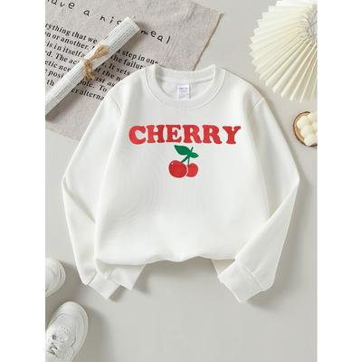 Kids Sweatshirt ,A Stylish Sweatshirt Featuring a Cherry Fruit Design In Red And Green, Perfect for Autumn And Winter
