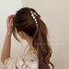 Pearl Banana Clip, Flat-Clip Elegant Headpiece, Vertical Ponytail Hair Clip, Simple Style Hair Accessory