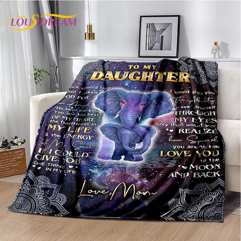 To My Daughter Son Grandedaughter Letter Christmas Present New Year Blanket,Soft Throw Blanket for Home Bedroom Bed Sofa Cover