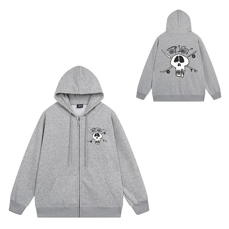 Trendy brand zipper hooded autumn and winter new letter flame pai jiu couple coat