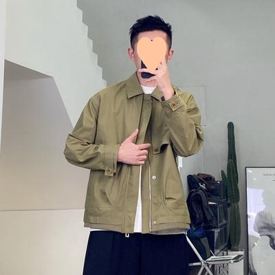 Work Jacket Men's Spring and Autumn New Double-layer Lapel Coat Loose Casual Top