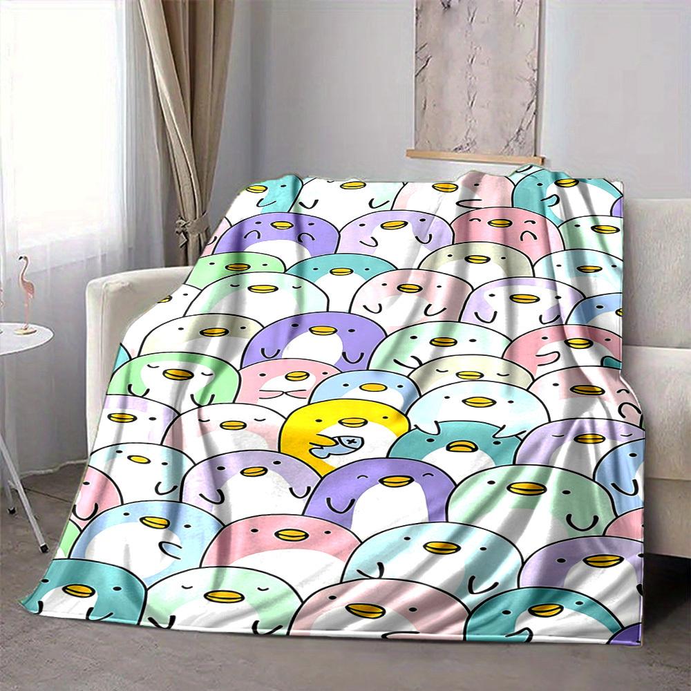 1pc Penguin Parade Blanket, Lightweight Flannel Throw Blanket For Sofa, Bed, Travel, Camping, Living Room, Office132