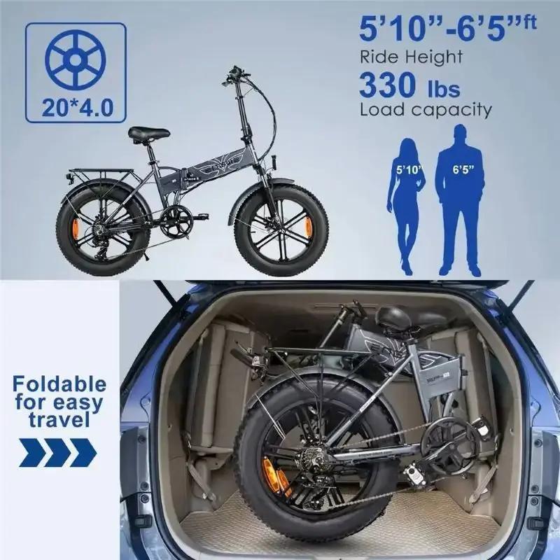ENGWEI EP-2 Boost Electric Bicycle 250W Motor 48V13AH Removable Battery E-Bike 20Inch Fat Tire All Terrain Folding Electric Bike