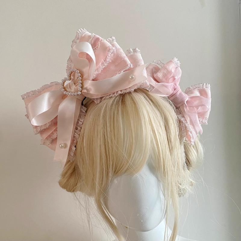 

Ручная работа Светло-розовый бант Повязка на голову Лолита Головной убор Милый Кс Элегантный Девичий предмет