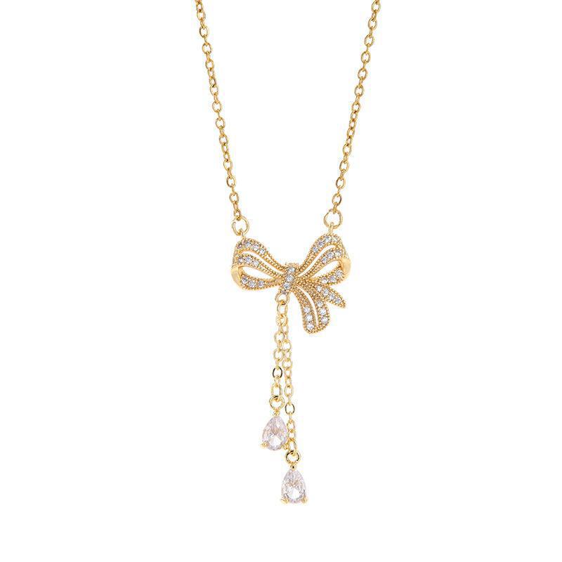 Women's Butterfly Titanium Necklace: Micro-Inlaid Diamonds, Exquisite Luxury, Non-Fading Design