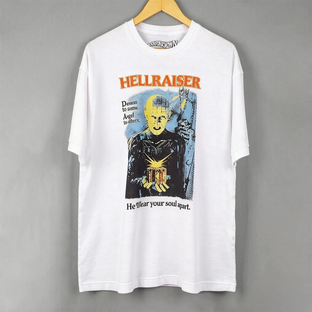Hellraiser TShirt 80S Horror Movie Pinhead Freddy Jason Michael Myers Unisexs Clothing Short Sleeves Printed Cotton Shirt 2XL
