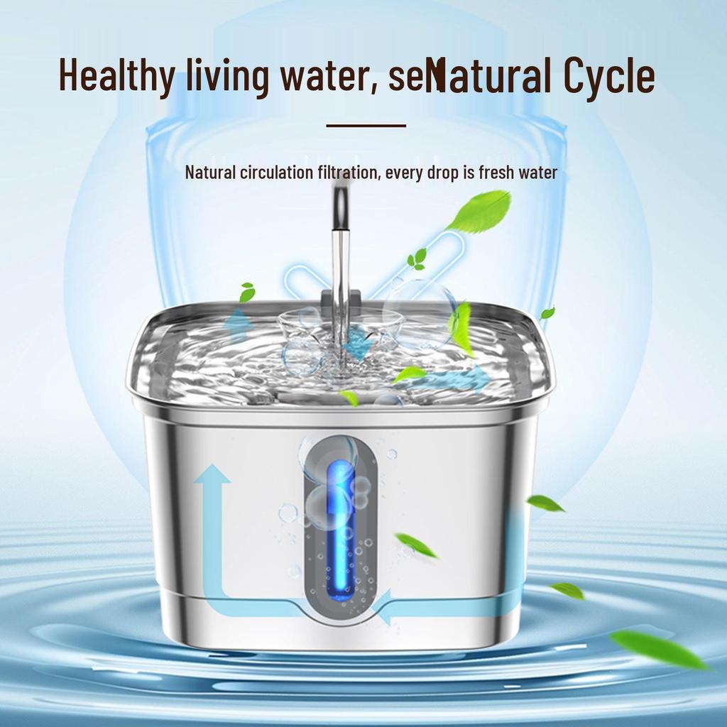 3L Stainless Steel Automatic Pet Water Dispenser with Smart Circulation for Cats and Dogs