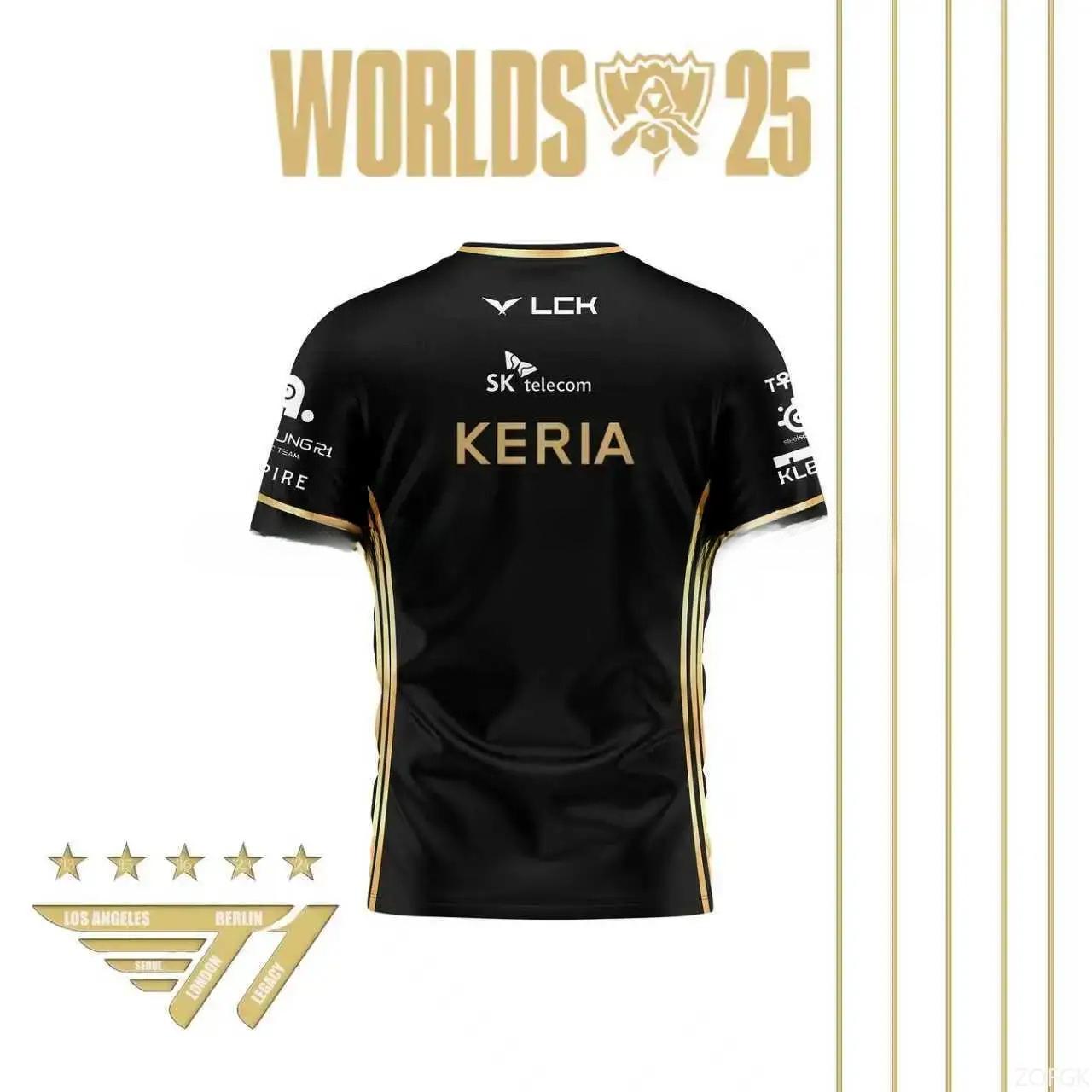 Faker Jersey League of Legends  World Champion All-black Team Jersey T-shirt Lol Esports Lck T1 Team Large  Top XXS