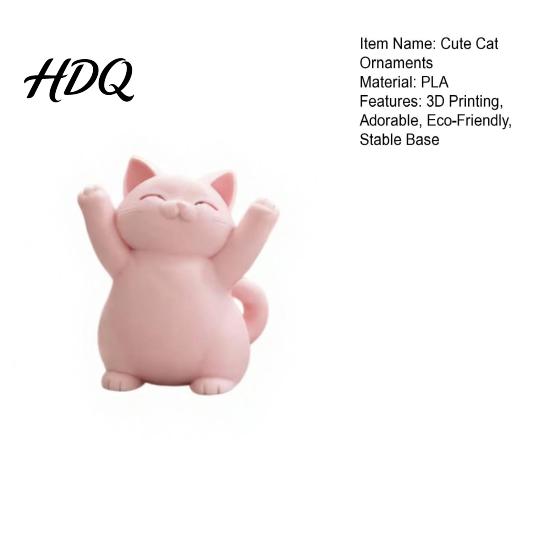 Luxury Cat Sculptures 3D Printed Pink Hugging Figurine Adorable Sitting Kitten Statue with Raised Paws Artistic Figurines Kawaii Desk Car Dashboard