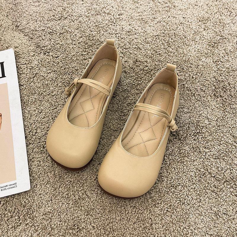 Late Evening Breeze Gentle Soft Sole Mary Jane Single Shoes Women's Summer 2025 New Retro Shallow Mouth Versatile Lazy Bean Shoes
