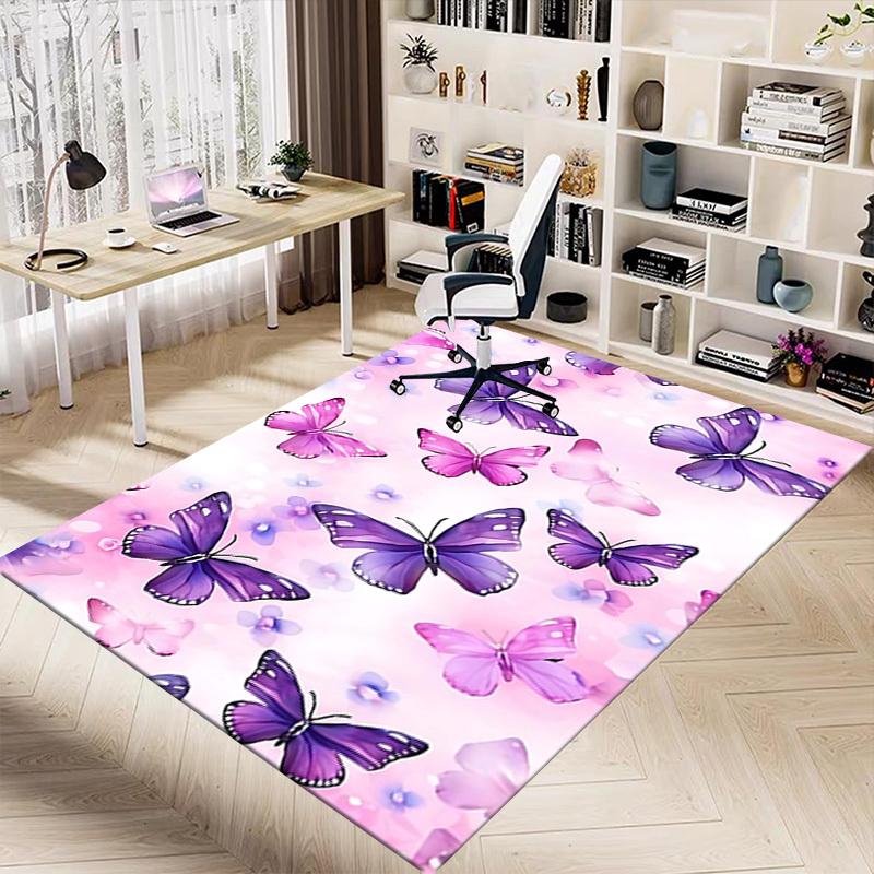 1PC Butterflies Flowers Non-Slip Floor carpet, Office, family, bedroom, Studio - Large Area Rug, Vibrant Colors, Longlasting Material-X416