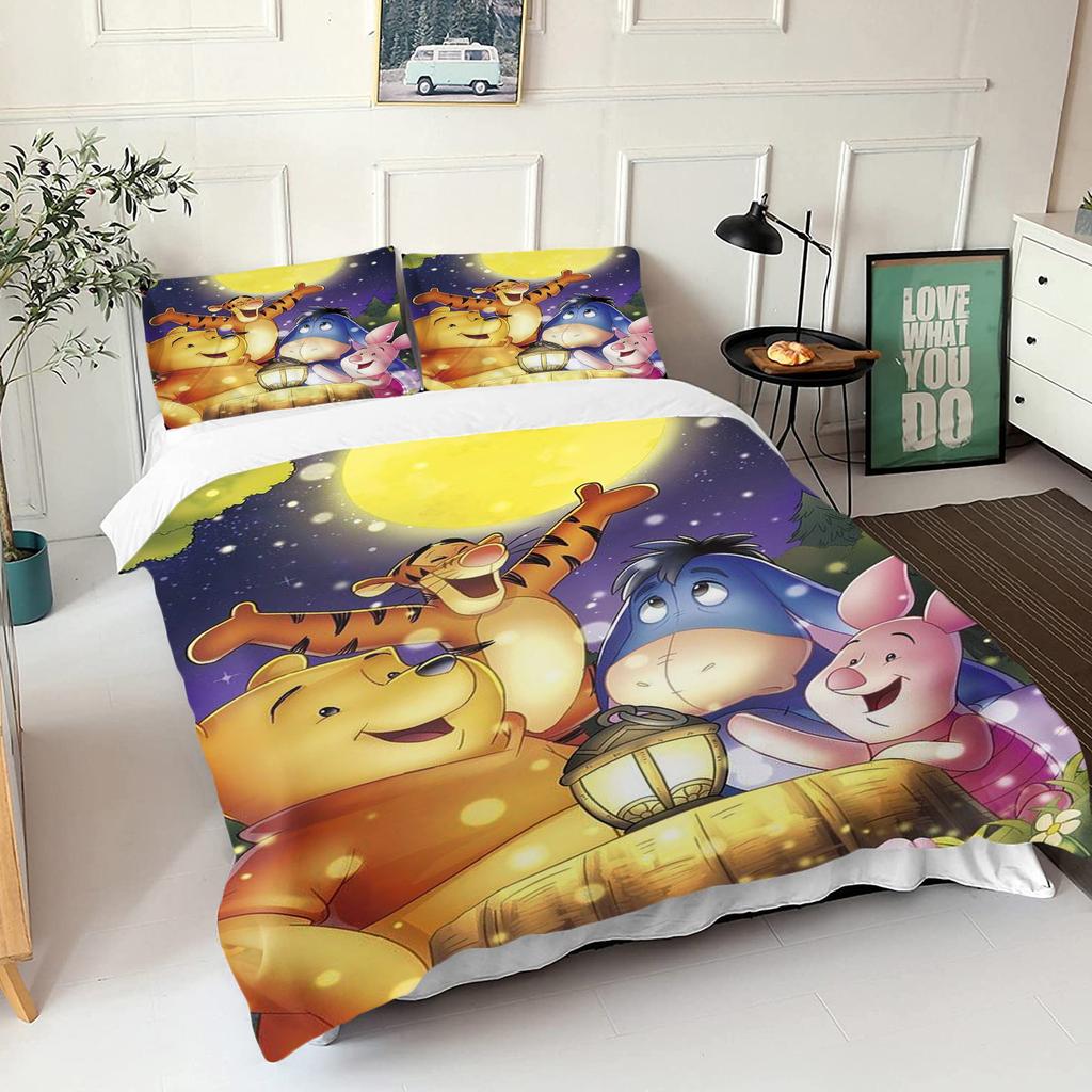 Winnie The Pooh Bear Bedding Set Duvet Cover Queen With Pillowcase 3d Children'S Bedding Set Universal Suitable For Children