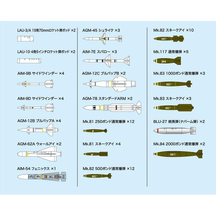 Platz 1/144 Aviation Armament Series Modern Aircraft Weapon Set 1 - Normal Bombs & Missiles '50 - Plastic Model AW-1 (1 cm x 3 cm x 1 cm)