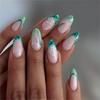 French Floral Pattern Press On Nail Green Design Quick Application False Nail Holiday Party Wear ABS Materials