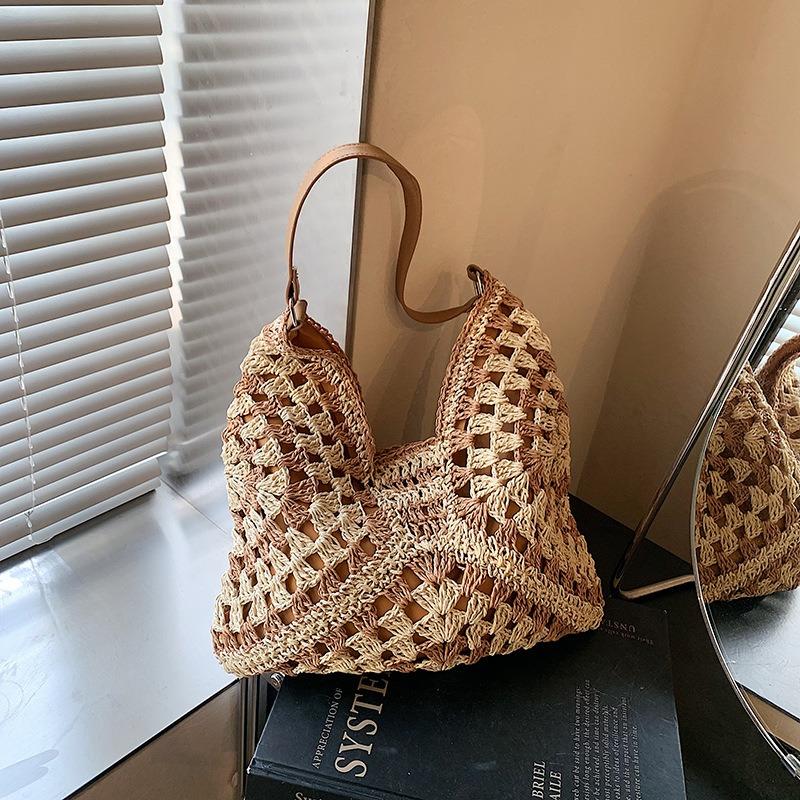 Popular beach bags women's new summer woven bags seaside vacation straw bags shoulder armpit bags