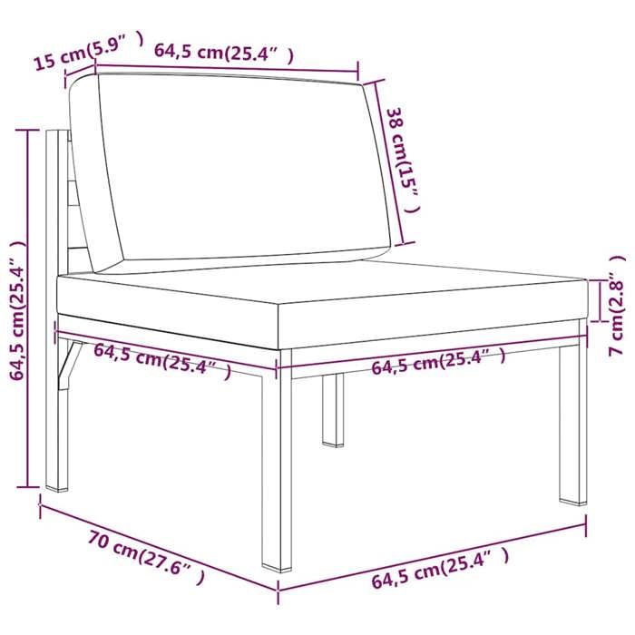 VidaXL Canapé Central Sectionnel avec Coussins Meuble d'Extérieur Sofa de Jardin Sofa de Patio Canapé de Terrasse Aluminium 49240