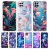 Soft Cover for Samsung Galaxy A25 A23 A22 A52S A52 A55 A72 A41 A31 A13 A11 Transparent Phone Case Pink Jellyfish Oceanic Pattern