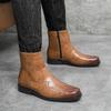 High Quality Casual Leather Boots Men Western Cowboy Leather Shoes Male Fashion Men's High Top British Outdoor Boots Shoes Male