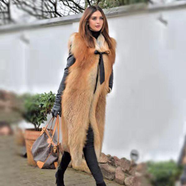 2023 New Women's Mid-length Faux Fur Vest Coat for European and American Autumn/Winter