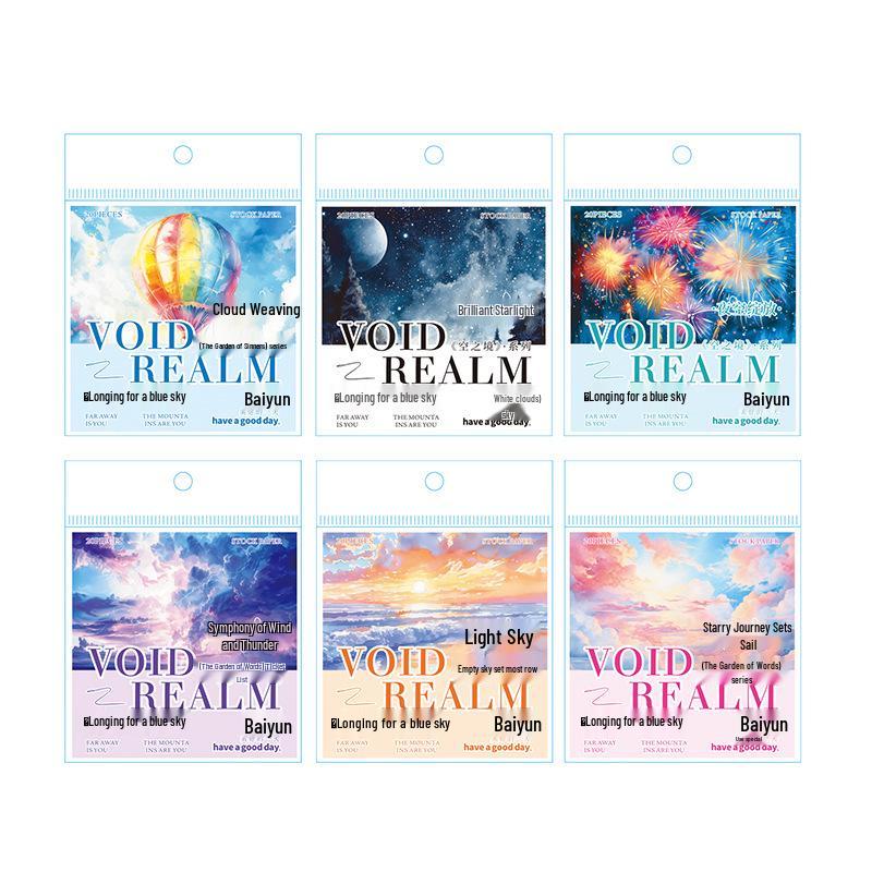 Beautiful Day Sky Series: Double Material Paper Collage Base (6 Types)
