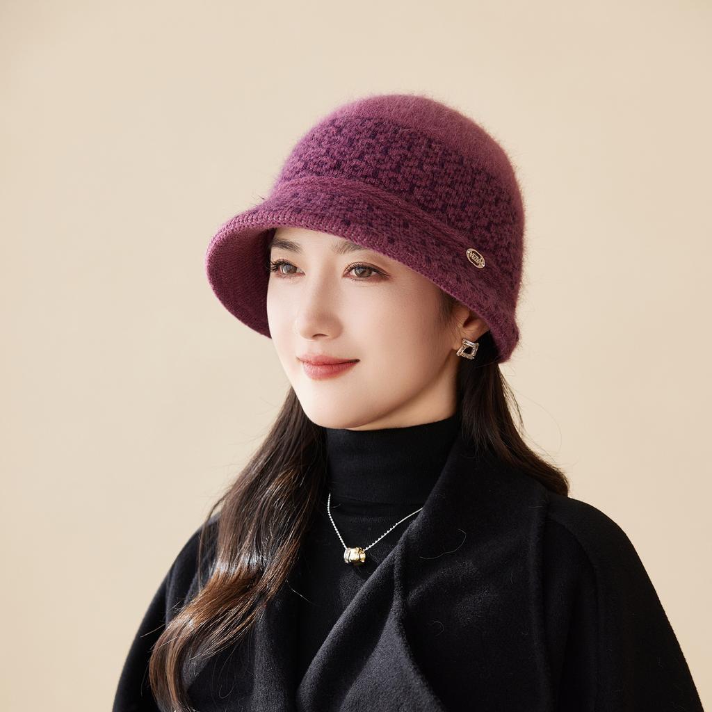 Hat Female Winter Velvet Thickened Mother Hat Old Lady The Elderly Cold Warm Windproof Knitted Wool Basin Hat