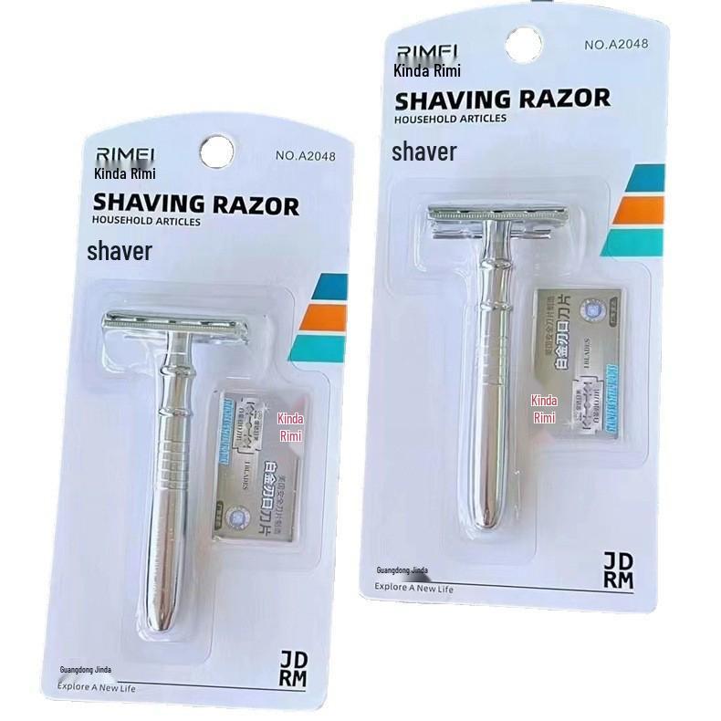 

Jinda Rimei A2048 Double-Sided Alloy Razor: Waterproof, Rustproof Handle with 1 Blade.
