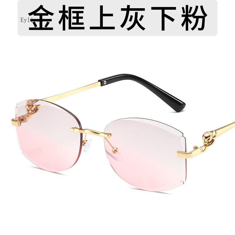Fashion Retro Rimless Oval Sunglasses for Women Vintage Gradient Multicolor Sun Glasses Luxury Outdoor Travel Sun Shade Eyewear
