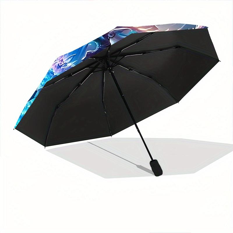 1pc Enchanted Dragon Realm Fully Automatic Folding Portable Umbrella, 8 Iron Frames, Three-Fold Design, Suitable for All Seasons, Suitable for Ou