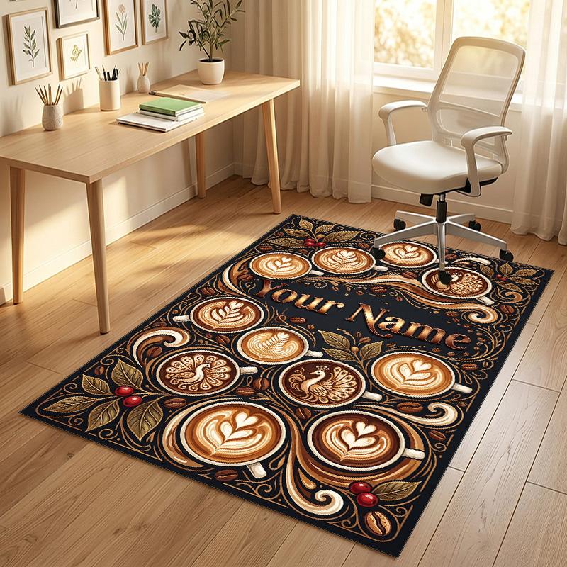Decorative Artwork Theme Crystal Velvet Rug Personalized Custom Name Text Soft Floor Mat Home Decor