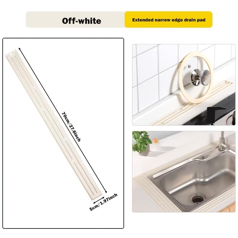 Silicone Dish Drying Mat 27.56*1.97inch, Countertop Drainage Mat, Sink Narrow-Edge Extended Drainage Mat, Bar Counter Mat