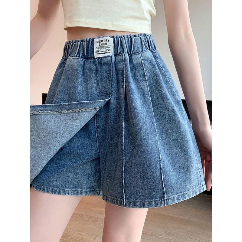 Plus size women clothing M-6XL Chubby Girl Extra Large Elastic High Waist Loose Cover Slimming Denim Culotte Shorts Tide