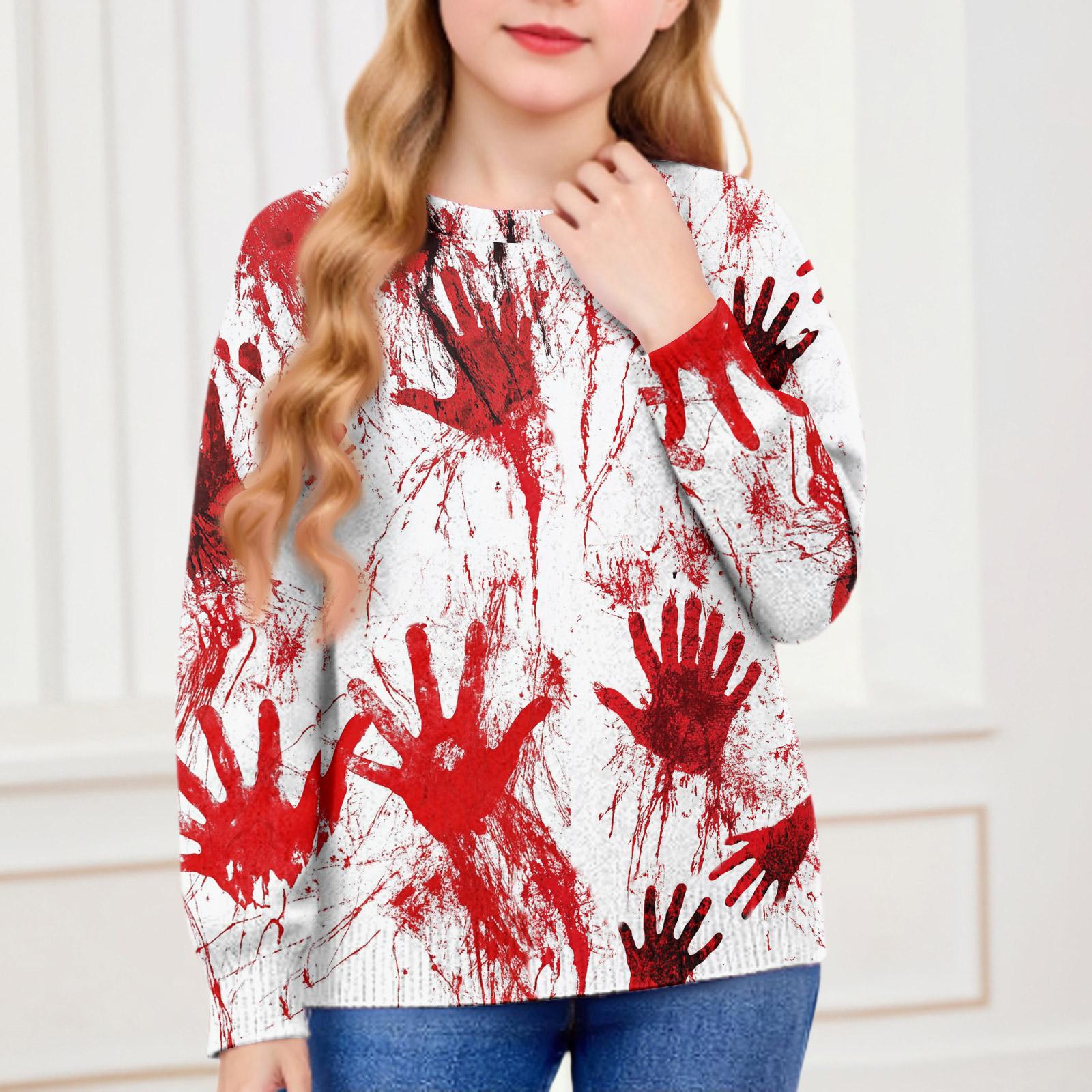 

Толстовки на Хэллоуин для детей, мальчиков и девочек, вязаный свитер, милая рубашка, осенние пуловеры с круглым вырезом 130 красный