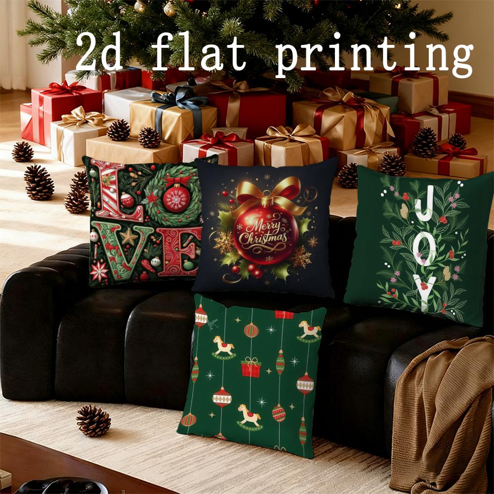 Home Decor Merry Christmas Decorative Pillow Covers Suitable For Sofa Bedroom Car Pillow Cover Cushion Rectangular Back Cushion