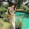 Chest Pads, Exotic Temperament, Elegant Two-piece Set, Summer Sleeveless Suspender Top, Printed Skirt for Women