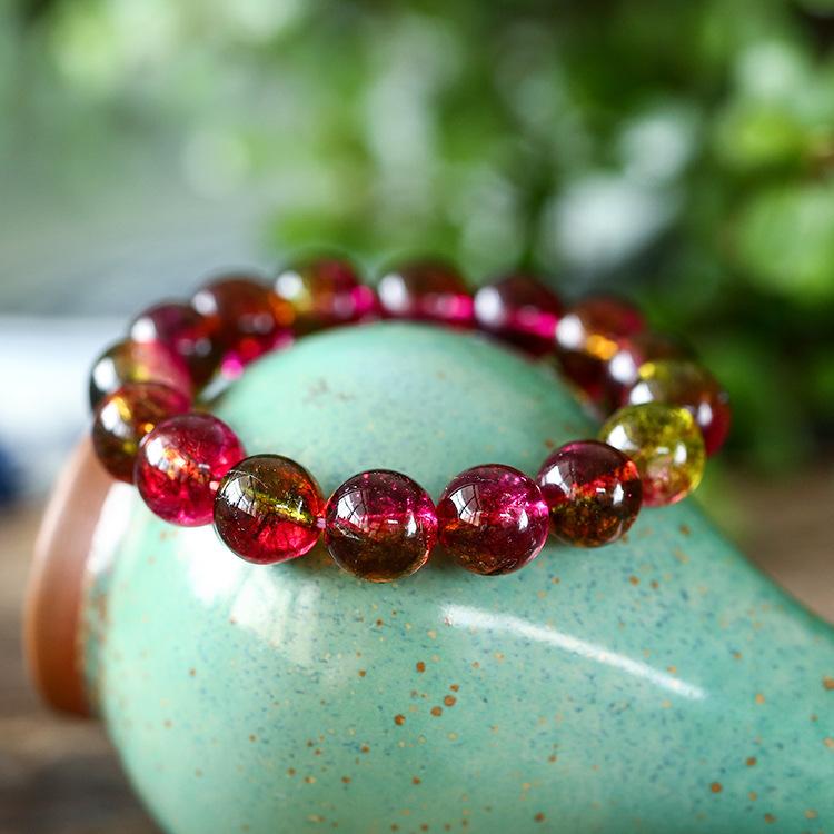 Natural Ice Watermelon Crystal Imitation Tourmaline Crystal Bracelet Tourmaline bracelet for women, ladies  jewelry supply 6mm Bracelet
