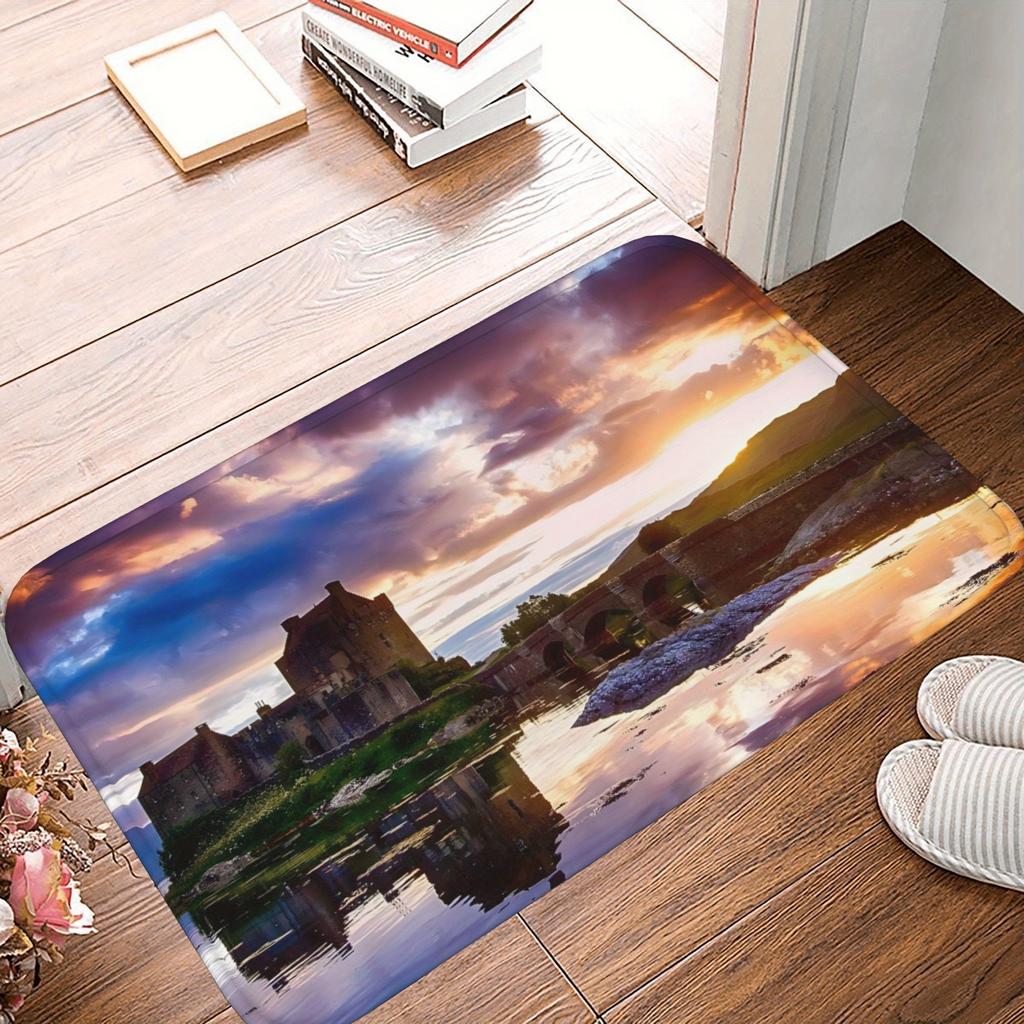 1PC Dew-Kissed Rose Kitchen Rug Non-Slip Door Mat Pop Design Bathroom Rug Bath Mat Carpet for Home Sink Laundry Ecoreeree