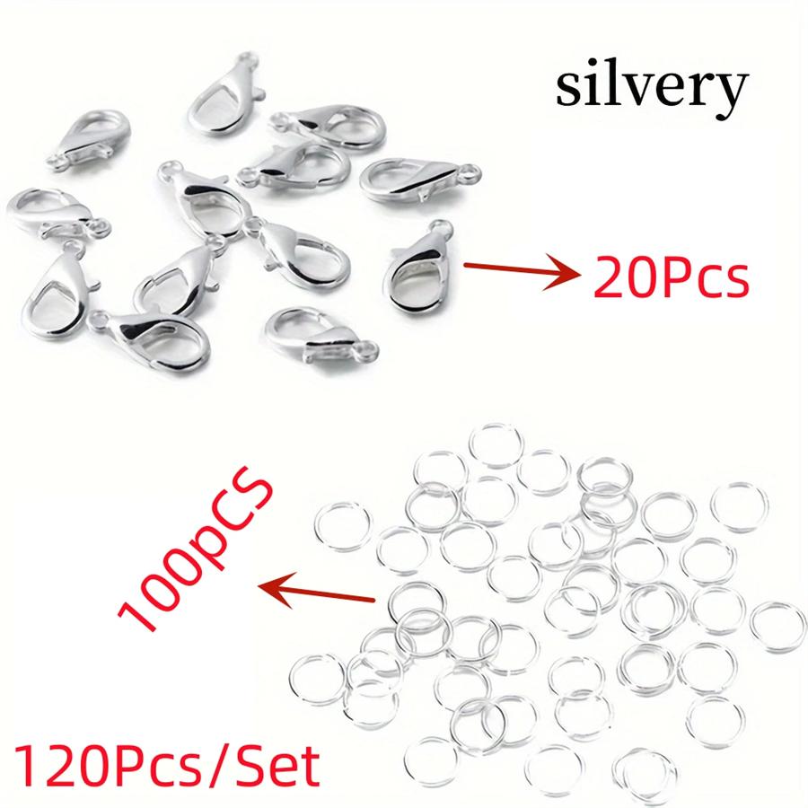 120Pcs/Set Lobster Clasp Jump Rings For Bracelet Necklace Chains DIY Jewelry Making Findings Supplies