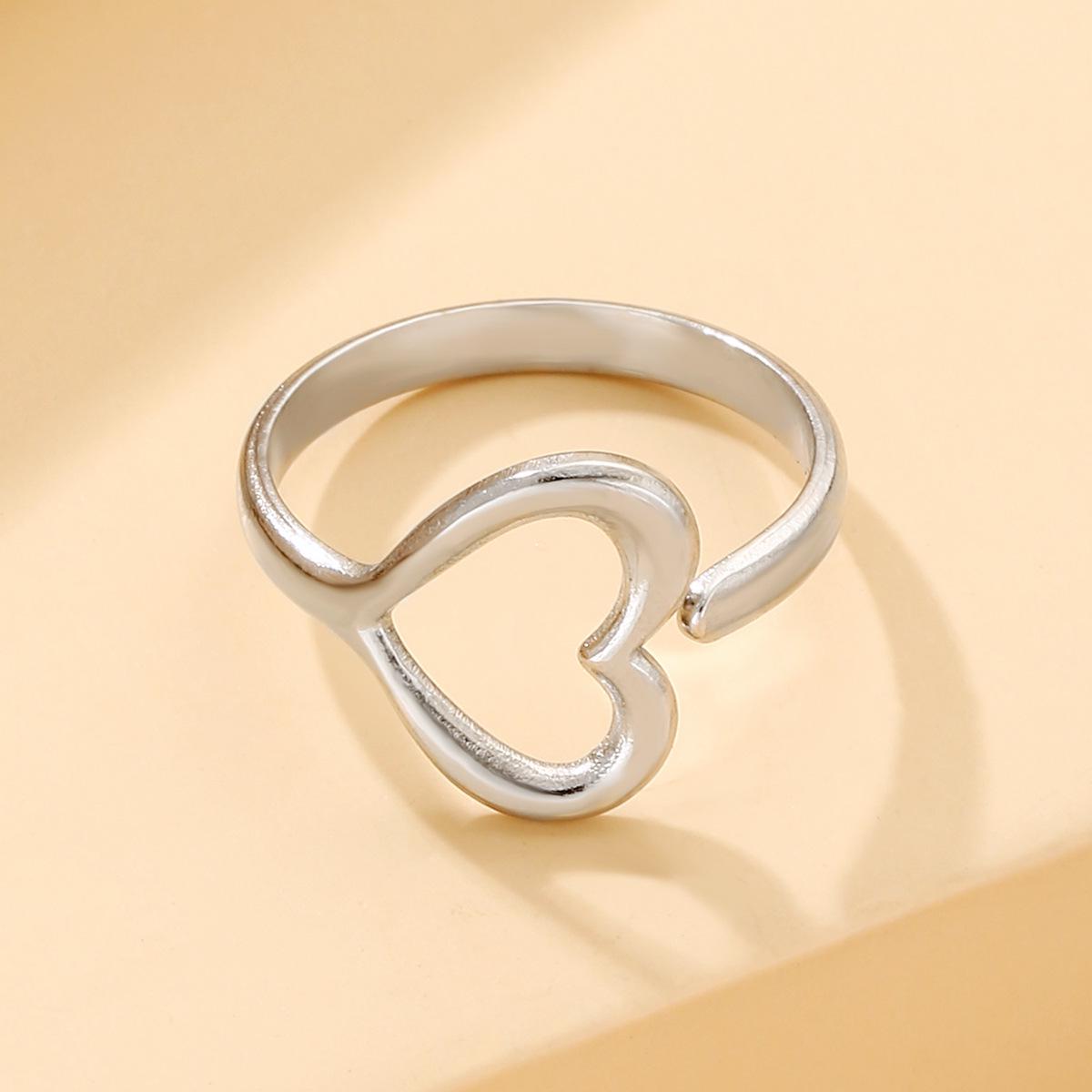 Women s Versatile Stainless Steel Heart Ring – Cute Hollow Design