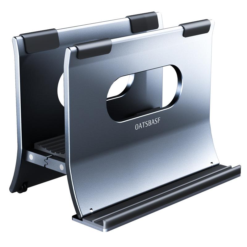 

OATSBASF Vertical Laptop Stand Heat Dissipation Gravity Laptop Holder For MacBook Pro Air Xiaomi Tablet Aluminum Notebook Stand серый